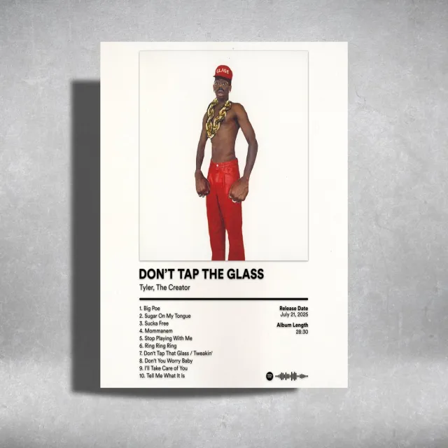 Luxe poster Tyler, The Creator - DON'T TAP THE GLASS - album cover - metalen poster - 30x40cm Zwart