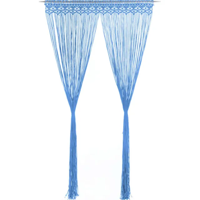 vidaXL Gordijn macramé 140x240 cm katoen blauw