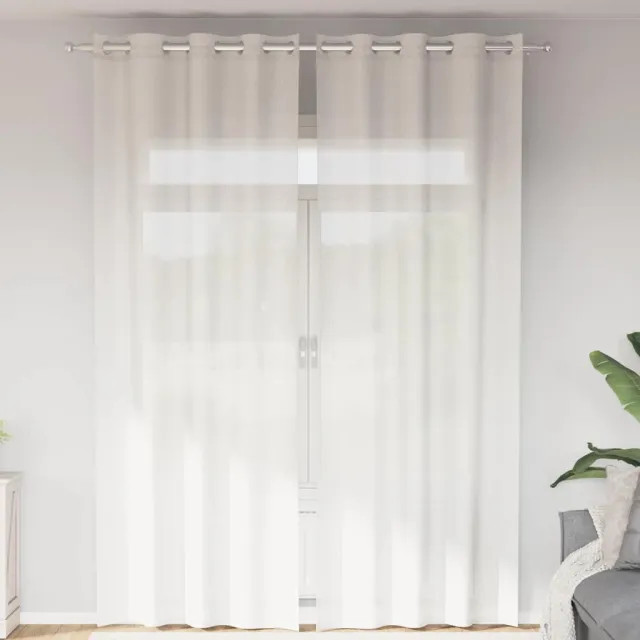 vidaXL Gordijnen voile met doorvoertules 2 st wit