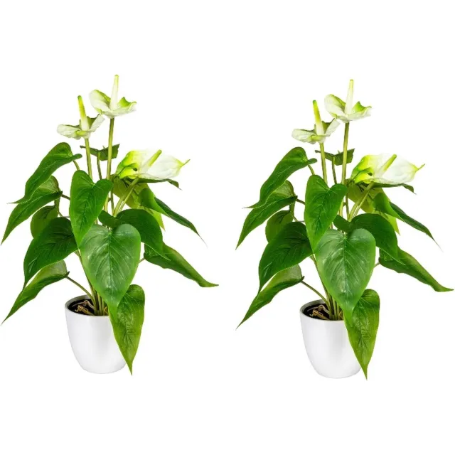 Kopu 2 stuks Anthurium Wit Kunstplant 40 cm - Flamingoplant Wit