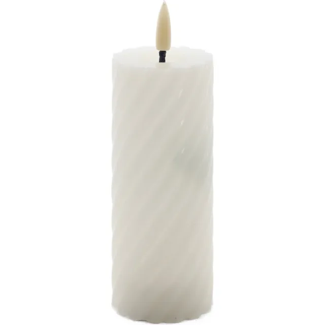 Mansion Atmosphere swirl led kaars ivoor 5x12,5cm Wit