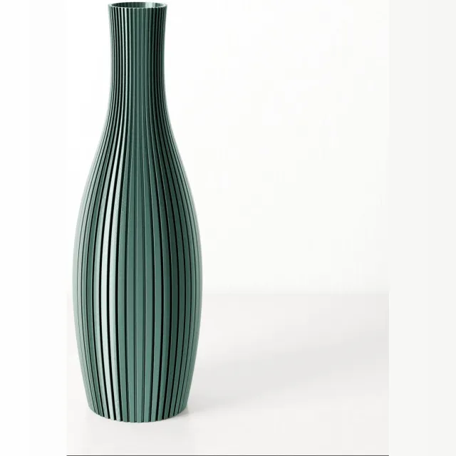 Fleuriek Smalle Hoge Vaas - Silk groen - H30 cm - Dunne Japandi Vaas - Minimalistische designvaas - Decoratieve vaas vensterbank of tafelvaas
