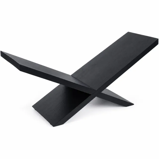 Kroon Boekenstandaard - Dennenhout - X-vormig - Matzwart - Boekenhouder / Boekensteun - Hout - 49×16,5×18 cm