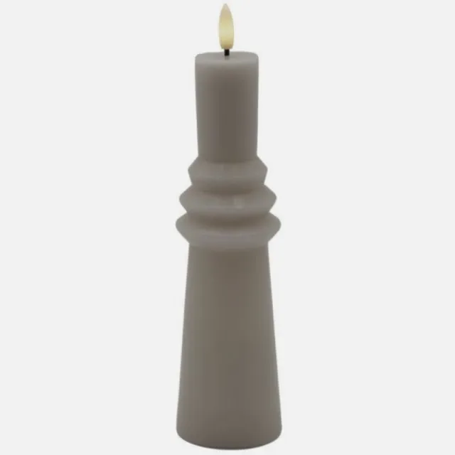 Sirius Sille Geometric Nordic LED Kaars – Stompkaars Geometrisch Ø6x22cm - Warm Gray/beige/bruin