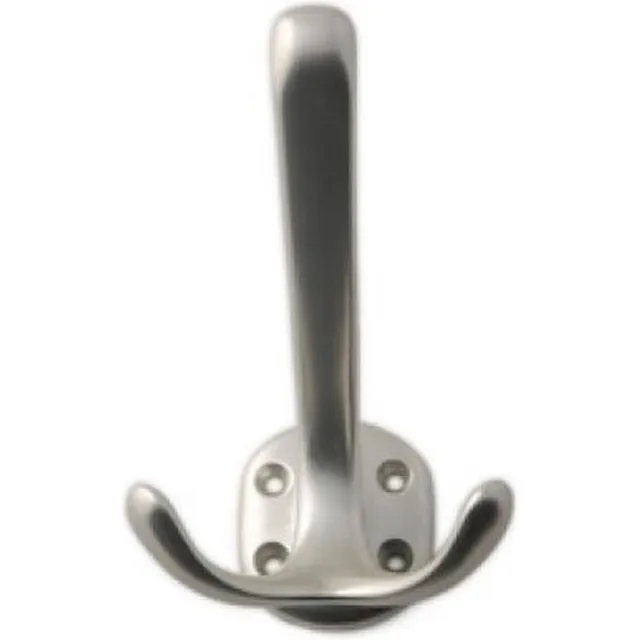 Siro kapstokhaken - dubbele haak - aluminium - 11cm - wandhaak - jashaak Zilver