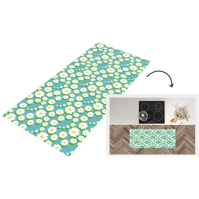 KitchenYeah Keukenloper - Loper keuken - Bloemen - Patroon - Madelief - Keukenloper vinyl Multicolor