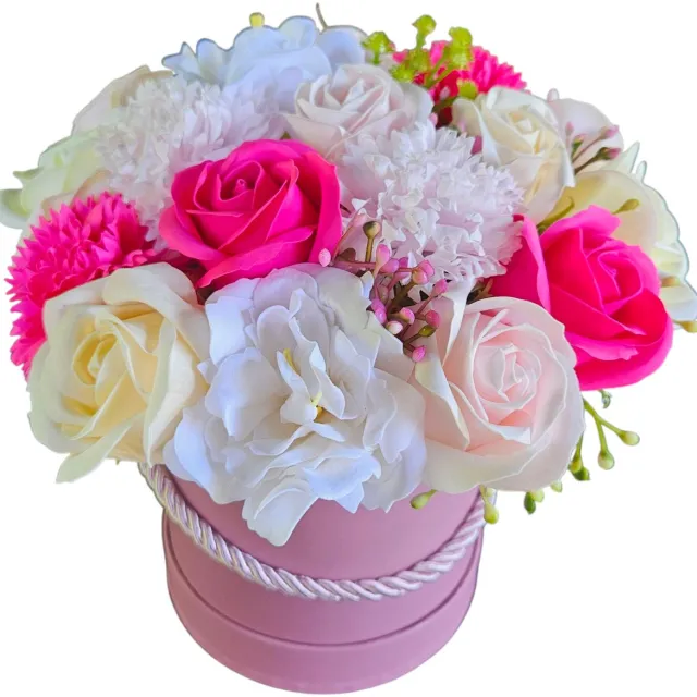 Damich Flowebox met zeepbloemen decoratie rozen - cadeau zeep rozen