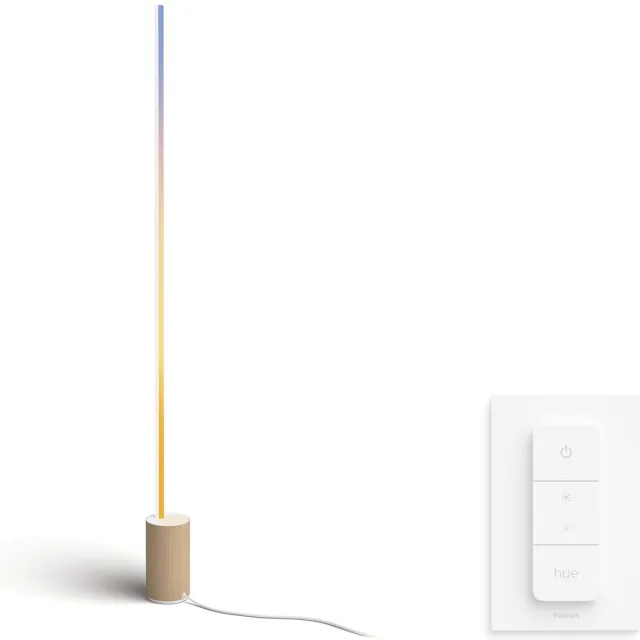 Philips Hue Signe Vloerlamp (Hout) - Wit en Gekleurd Licht - Incl. Hue Dimmer Switch - Hue White and Color Ambiance