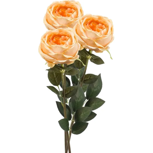 Emerald Kunstbloem roos Joelle - 3x - pastel oranje - 65 cm - decoratie bloemen Licht oranje