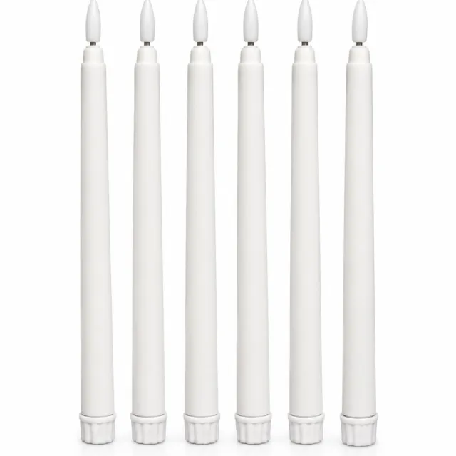 SWGOTA led kaarsen - 1 witte dinerkaars met gladde schacht en puntvormige top, zonder afstandsbediening, voor bruiloften en diners