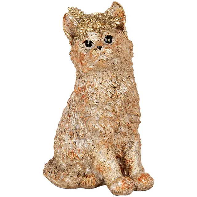 Clayre & Eef Decoratie Beeld Kat 16x14x25 cm Beige Kunststof