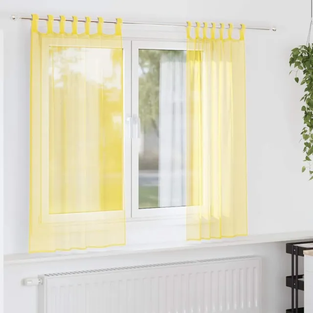 vidaXL Gordijnen voile met lussen 2 st 140x140 cm geel