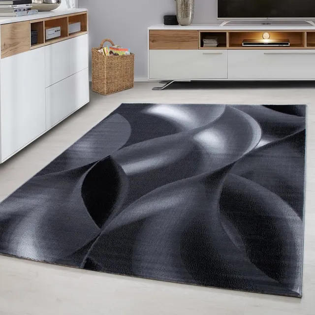 Muratap Plus Vloerkleed - Laagpolig Tapijt Woonkamer - Grijs / Zwart- 140x200 CM