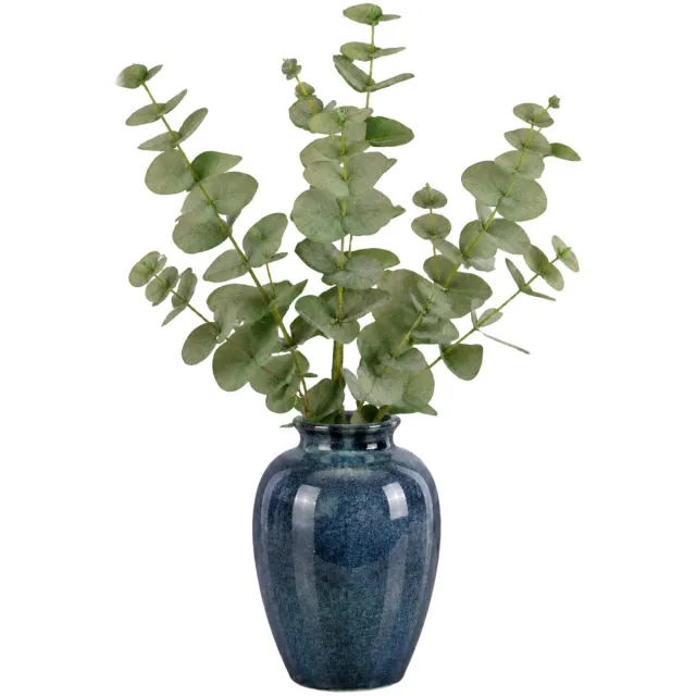 Mica Decorations Kunstplant takken Eucalyptus - 3x - H85 cm - lichtgroen - kunststof - bladgroen - siertakken