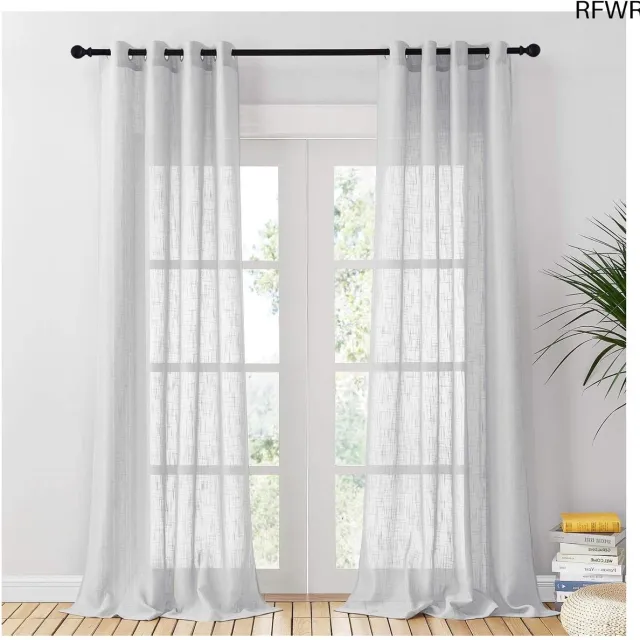 RFWR Transparante Raamgordijnen voor Woonkamer en Slaapkamer - 132x240cm, 2 Stuks, Zilvergrijs