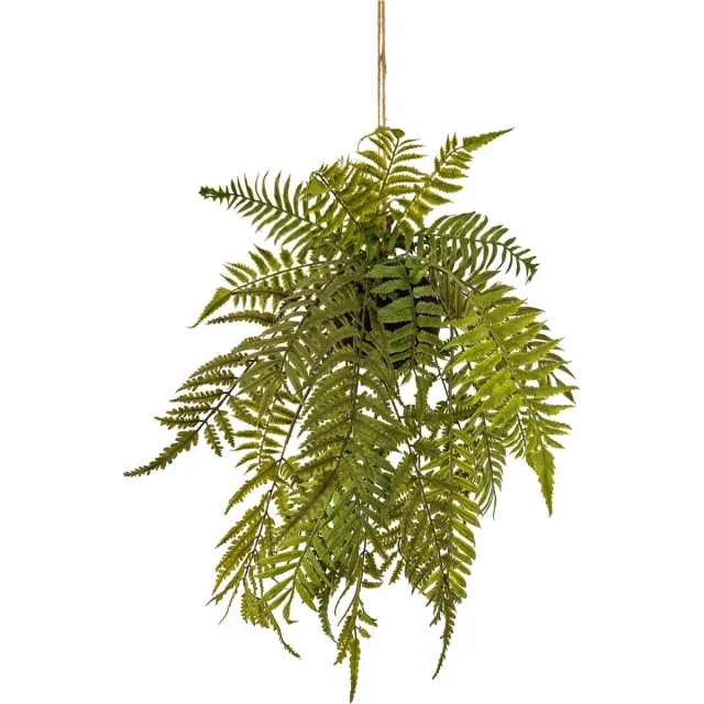 Kunstpalm Kunst Kokodama met Varens | 60cm - Kunst hangplant - Namaak kokodama - Kunstplanten voor binnen - Kunst hangplant varens Donkergroen