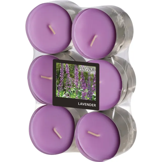 Conpax Candles Geur theelichtjes/waxinelichtjes - Maxi - 12x - lavendel aroma - 8 branduren Lavender paars