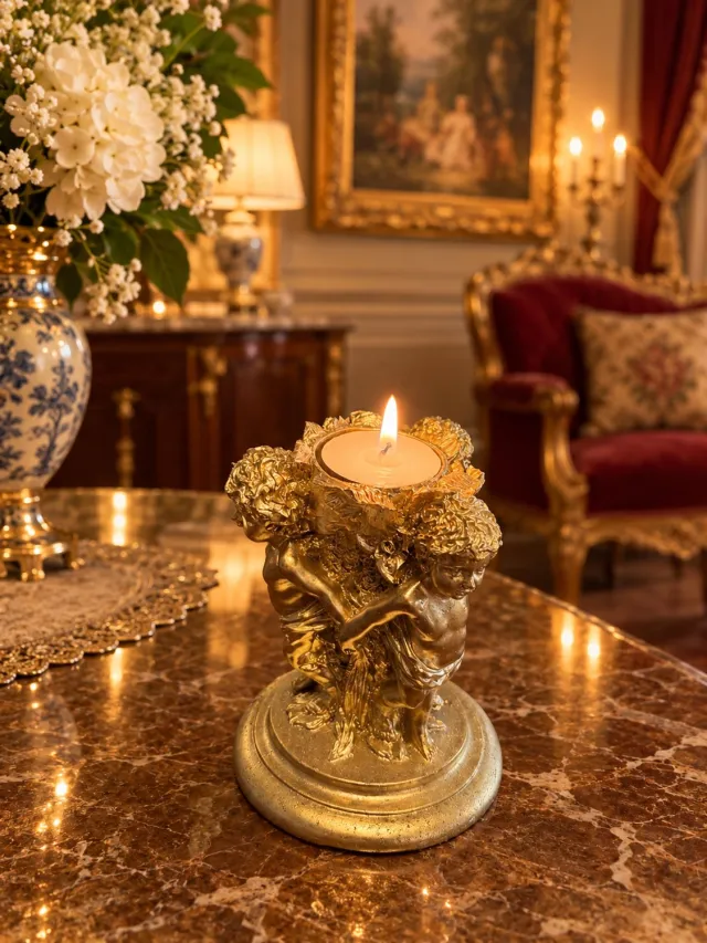 megadeco kandelaar met engellen goud