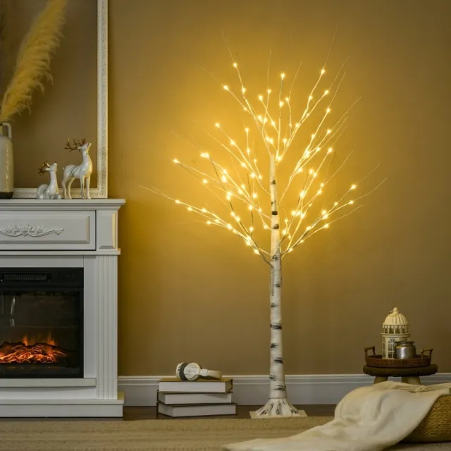 REDOM Kunstplant lichtsnoer - Warmwitte LED-verlichting - Buigbare takken - Kunststof en metaal - Voor binnen - Wit - 22 x 22 x 150 cm