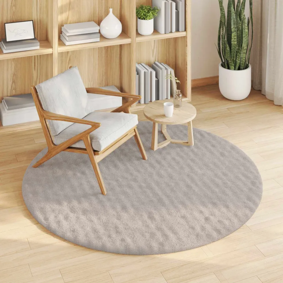 vidaXL Vloerkleden Rond SIROLO Zand Ø 200 CM Polyester, foto 3