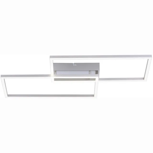 JUST LIGHT Plafondlamp Designlamp Slaapkamer Afstandsbediening dimbaar Nachtlamp CCT controle, metaal mat wit, 1x LED 27 Watt 3100lm warm wit daglicht, LxBxH 60,5x32,5x6,5 cm