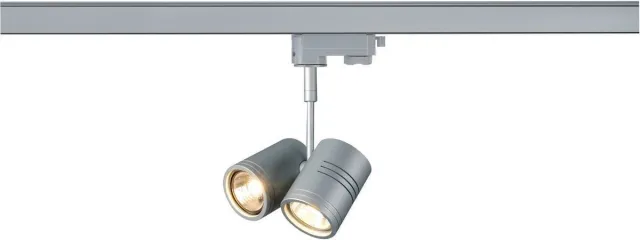 SLV BIMA II Railverlichting 2x100W Grijs Chroom 152232 Zilvergrijs
