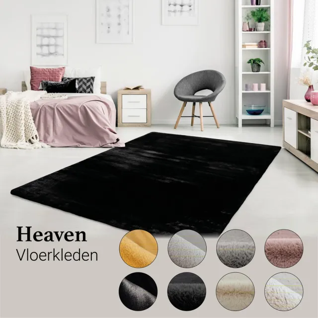 Tapijtenmagazijn Lalee Heaven - Vloerkleed - Tapijt – Karpet - Hoogpolig - Superzacht -comfy Fluffy - rabbit fur- 160x230 cm zwart