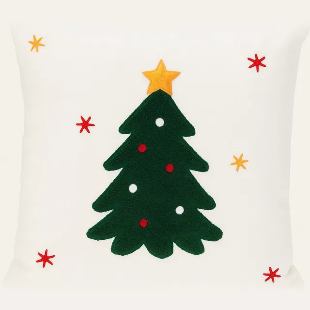 Home & Styling Collection Home Styling Collection - Sierkussen - Decoratieve kussen, kerstpatroon, wit 44 x 44 cm