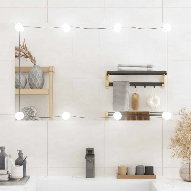 vidaXL Wandspiegel met LED's rechthoekig 50x80 cm glas Zilver