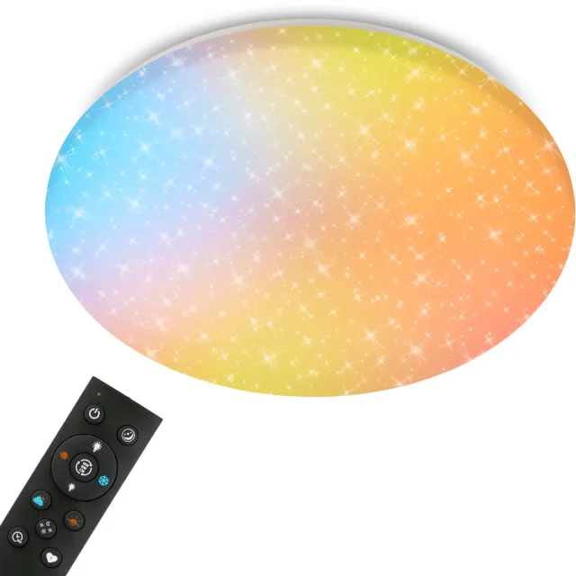 Briloner Auri - Dimbaar Plafondlamp - met backlight - woonkamer lamp - met kleurwisseling en afstandsbediening - Ø56cm Wit