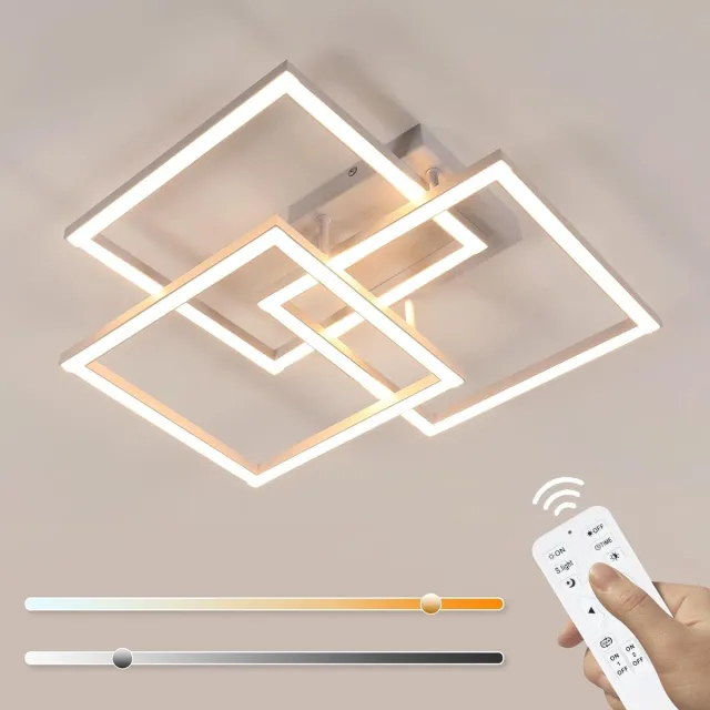Haobosic plafondlamp - 62cm - Groot - Dimbaar LED - 40W - 4500LM - met afstandsbediening - 3000K-6500K - vierkante - voor slaapkamer keuken Wit