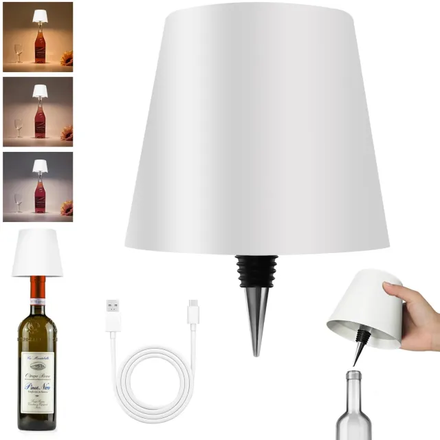 Namajunas flessenlamp oplaadbaar - USB-C - Dimbaar met Touch - 3 Lichtkleuren - Draadloos - Tafellamp - Oplaadbare Tafellamp - Tafellamp Oplaadbaar - Tafellampje Binnen wit