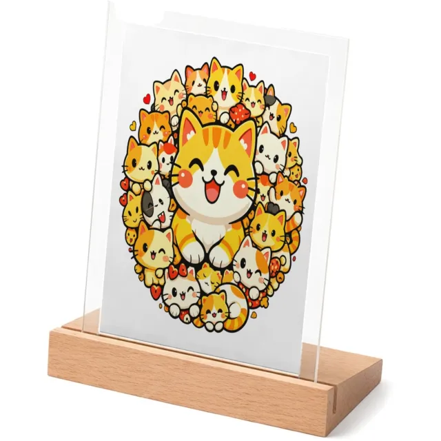 Mr Cadeautjes Glasframe met vaste tekst - design Een compacte cirkel van vrolijke dieren rond één grote hoofd | cadeau Wit