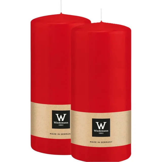 Wiedemann Cilinderkaars/stompkaars - 2x - rood - 15 x 7 cm - 63 branduren - zuilkaarsen