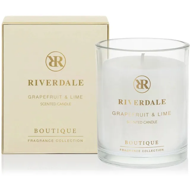 Riverdale geurkaars in pot Boutique - Grapefruit & Lime - 10cm Ecru