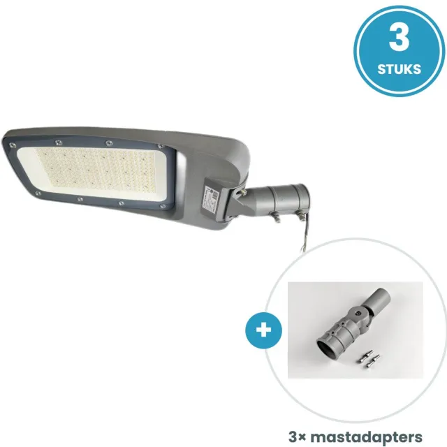Tsong LED Straatverlichting 200W 34000lm - Koelwit 4000K - IP66 - 3 stuks - Incl. 3 mastadapters - 230V