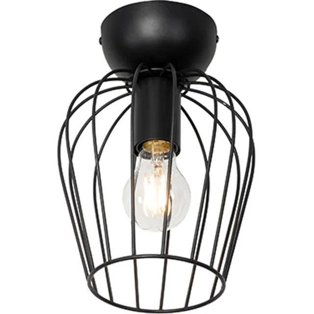 QAZQA palica - Moderne Plafondlamp - 1 lichts - Ø 18.5 cm - Zwart - Woonkamer | Slaapkamer | Keuken