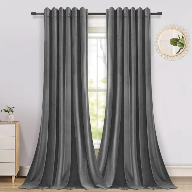 Qelus Verduisterende Gordijnen - Qelus - Gordijn - Curtains - Kant en Klaar - Fluweel Gordijnen - B 132 x H 213cm - Donkergrijs - 2 stuks