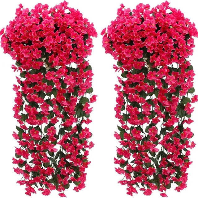 Famanu Kunstmatige Blauweregen Wijnstok Hangende Slinger Zijdebloemen - Kunstbloem Wijnstok opknoping kunstmatige Planten voor Wanddecoratie - Tuin Huis Buitendecoratie Feestdecoratie Red