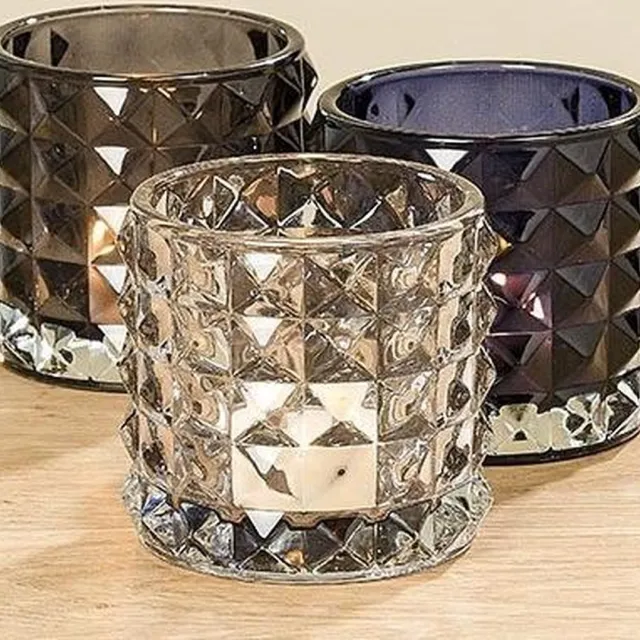 Boltze Windlichten - 3 set - Glas - 10 cm - Ø 8.5 cm Veelkleur