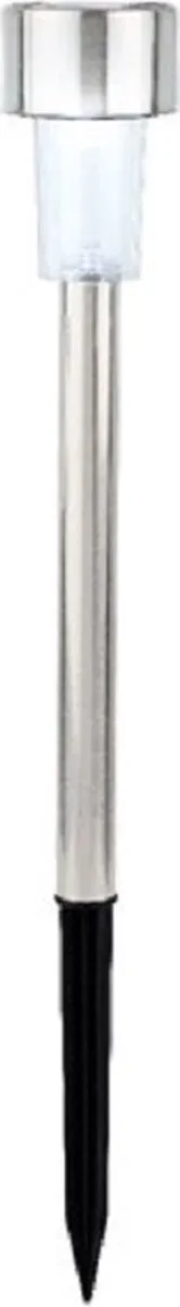 Lumineo Buiten/tuin Led prikstpot - RVS - zilver - solar verlichting - 24 cm - solarlampen op zonne-energie