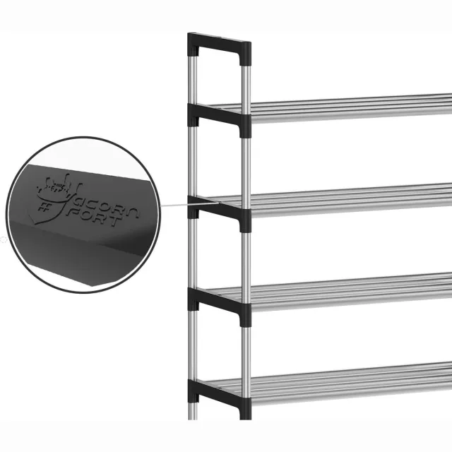 AcornFort® Schoenenrek met 3 verdiepingen, verstelbaar, hoog schoenenrek, organizer, rek voor 9 paar schoenen, 56 x 30 x 65 cm, robuust design, ruimtebesparend zilver