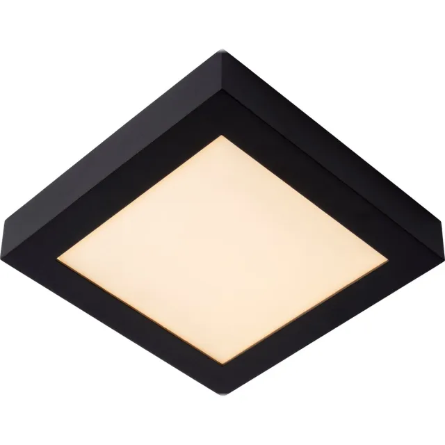 Lucide BRICE-LED - Plafonnière (Plafondlamp) Badkamer - LED Dimbaar - 1x22W 3000K - IP44 - Zwart