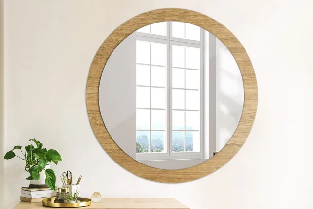 Coloray Bedrukte Spiegel - Houtstructuur Bedrukte Spiegel - 90 cm - Bruin Bedrukte Spiegel - Bedrukte Spiegel - Spiegel Met Bedrukte Lijst - Spiegel Met Decoratie