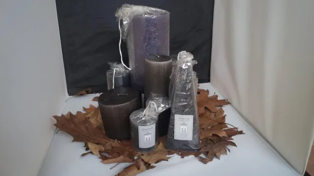 7 Delig Handgemaakte Sierkaarsen Decoratie Set - Grijs