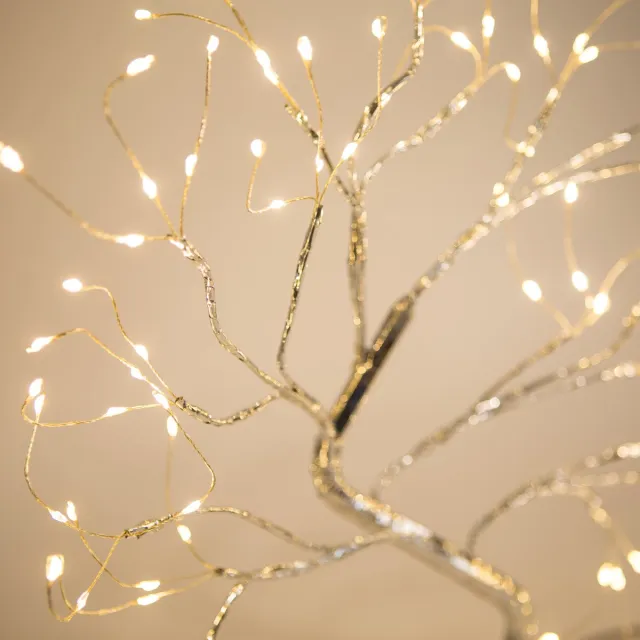 Home LED Tafelboom Kerstdecoratie – Warm Wit MicroLED Licht – Met Touchknop – Batterijgevoed Met 3 X AA – Buigbare Takken – Continu En Pulserend Licht – 40 X 30 Cm – Wit [58930] Warmwit