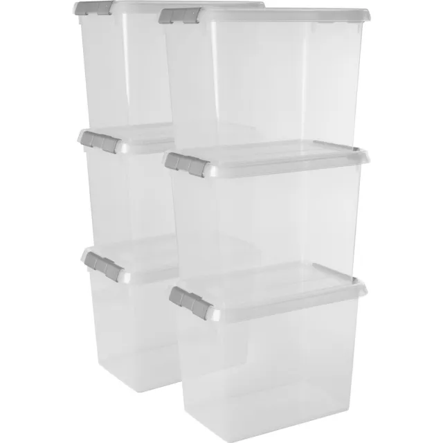 Sunware Comfort Line Opbergbox - 9L - Set van 6 - Transparant/metaal Grijs