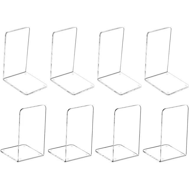 Ynkkvre Boekensteunen – Niet-Slip – Zware Metaal – Boekensteunen voor Organisatie en Decoratie – Set van 8 – 4 Paar Transparant