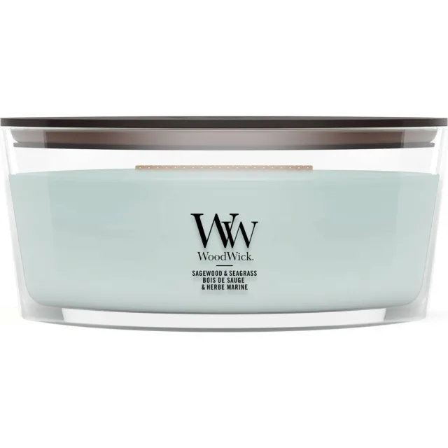 WoodWick geurkaars Sagewood & Seagrass - Ellipse