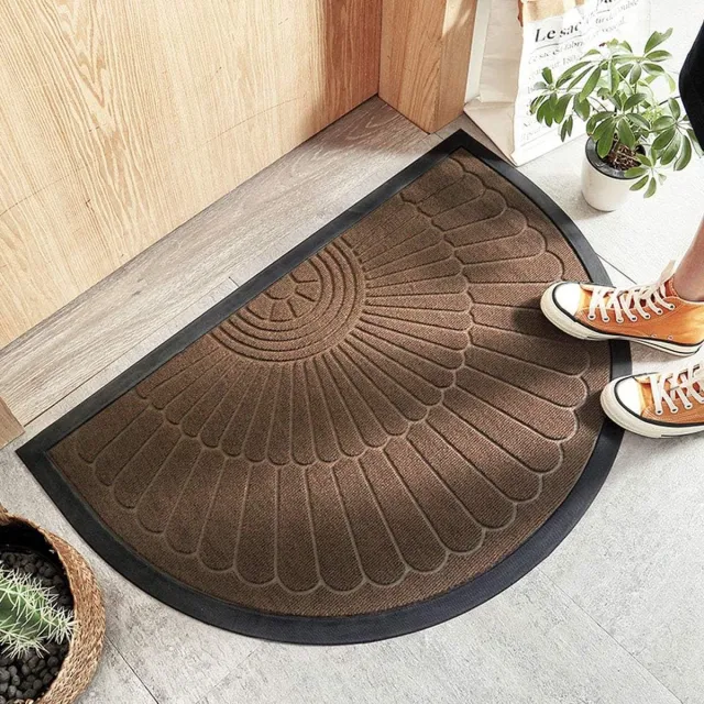 Riokem ® Halfronde deurmat 90 x 60 cm / Buitendeurmat / Binnenvloermatten Wasbaar Antislip / Deurmat Voordeur Buiten / Binnendeurmat Vuilvanger 60 x 90 cm Koffiebruin